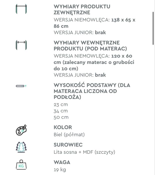 Łóżeczko Woodies Slim Cot z materacem
