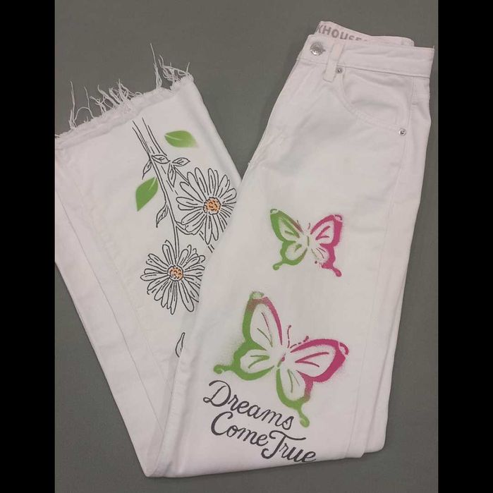 Джинси р.34/XS з гарненьким літнім принтом