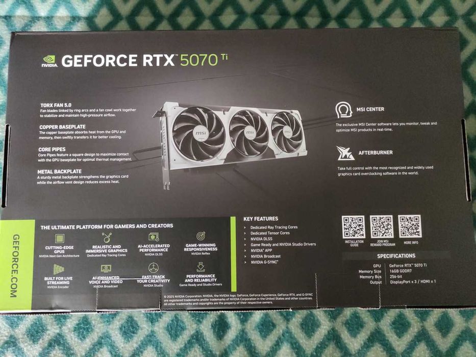 MSI Nvidia GeForce RTX 5070 Ti 16G VENTUS 3X OC