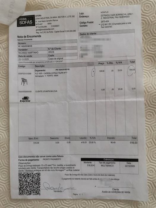 Conjunto de 4 cadeiras de jantar no