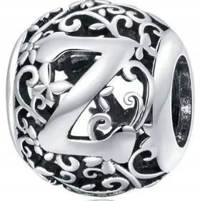 Charms ze srebra litera Z literka Z s925 ornament ażurowy srebro 925