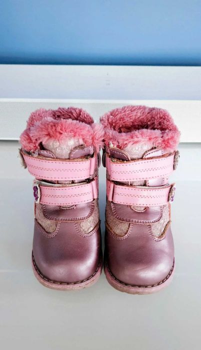 Różowe ocieplane botki kozaki dla Dziewczynki rozmiar 23