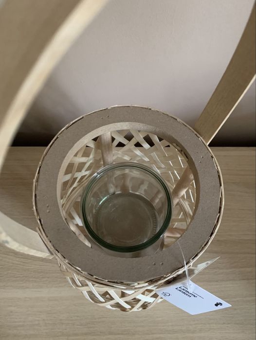 Bambusowy lampion ze szklanym wkładem na świecę