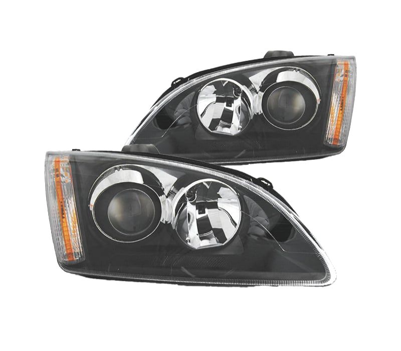 FARÓIS LUPA FORD FOCUS II 04-08 FUNDO PRETO