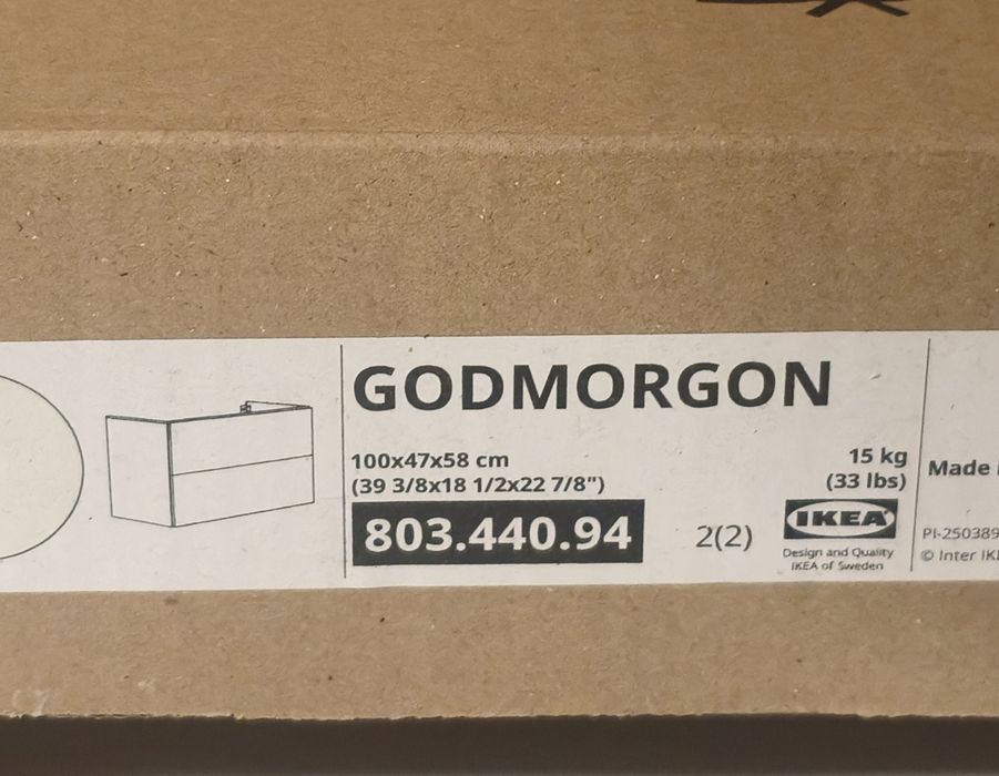 Móvel Lavatório Suspenso (em Caixa) IKEA GODMORGON 100x47cm Branco Alto Brilho