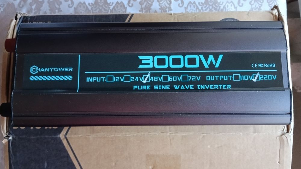 Інвертор 48V / 220V 3000W чистий синус (працює від електровелосипеда)