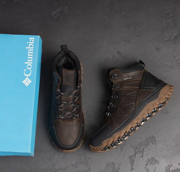 Коричневі зимові черевики, чоловічі ботінки columbia / мужские ботинки