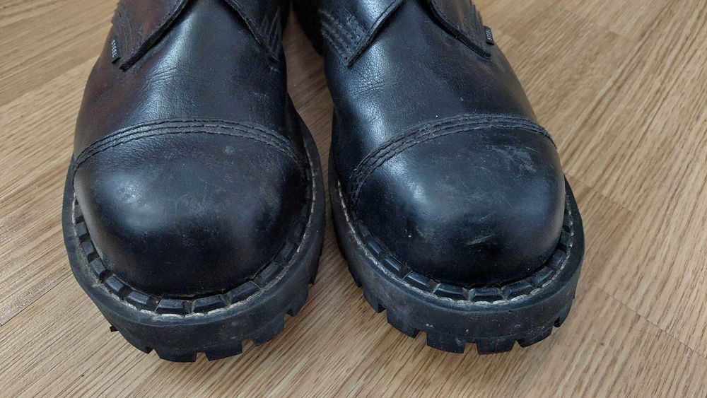 Glany buty STEEL Czarne skórzane 3 dziurkowe - roz. 46