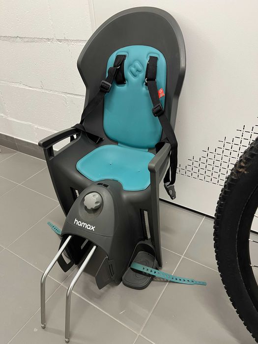 Cadeira Hamax para Bicicleta - Criança até 22 kg - Cinza/Turquesa