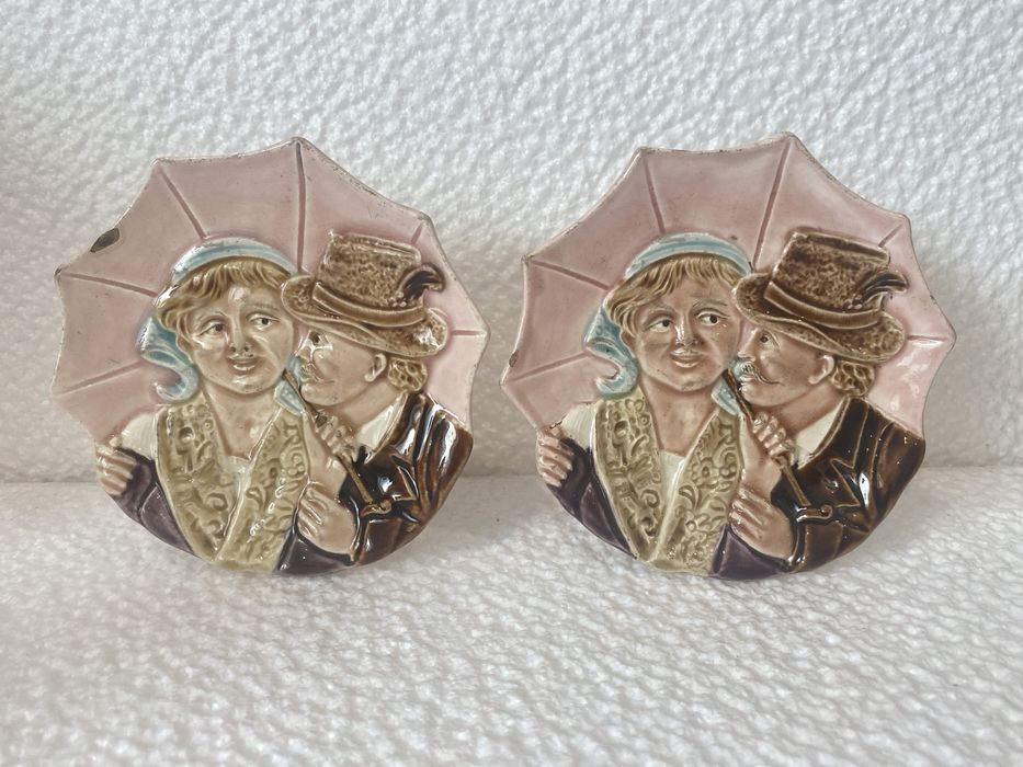 Talerzyki deserowe majolika porcelna Steidl Znain przedwojenne