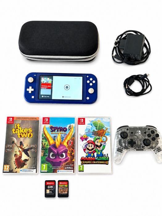 Nintendo Switch Lite + Comando Pro + 5 Jogos + Bolsa