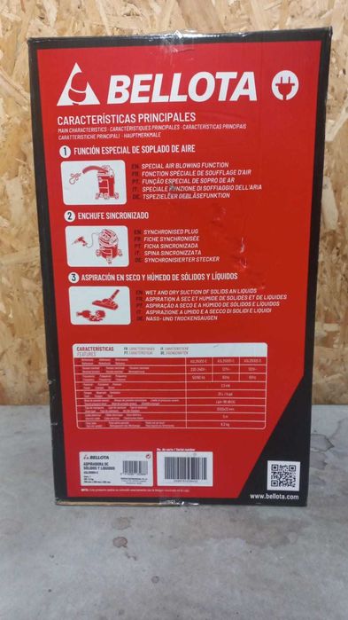 Aspirador BELLOTA pó/líquidos/sólidos ASL2500S/2kW/25L | 100€ + IVA