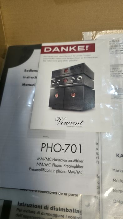 Przedwzmacniacz lampowy MM/MC Vincent pho 701ps jak nowy