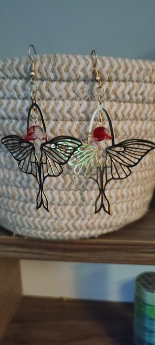 Alternative fairycore wiszące kolczyki motyle handmade