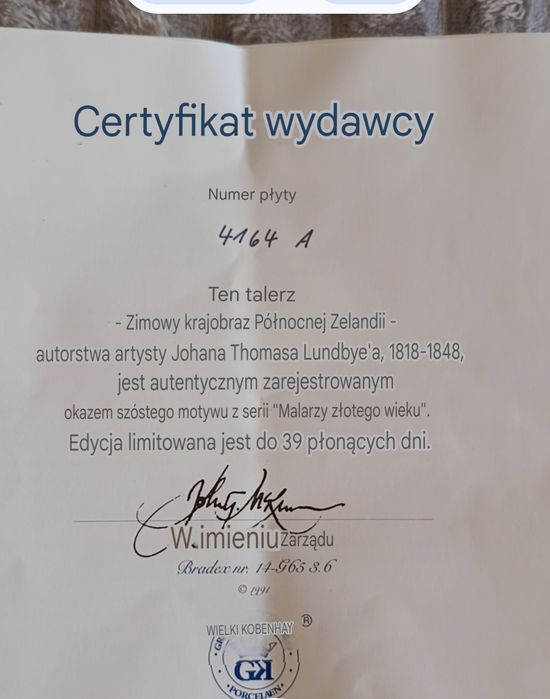 Obraz na porcelanie z certyfikatem
