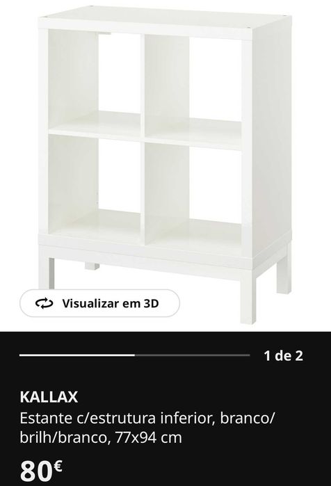 Estante com estrutura inferior branco/brilhante 77/94cm