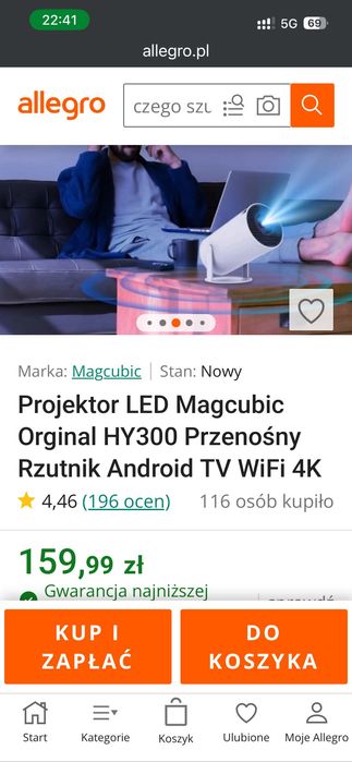 Projektor LED Magcubic Orginal HY300 Android TV WiFi 4K