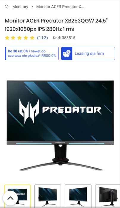 Spzredam monitor 280 hz