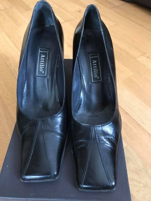 Skórzane czarne włoskie buty Attilio r. 38,5
