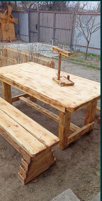 Качеля деревянная стол лавочка