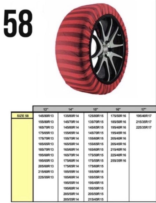 РОЗПРОДАЖ! Текстильні снігові ланцюги Isse Classic 54-58 розмір Англія