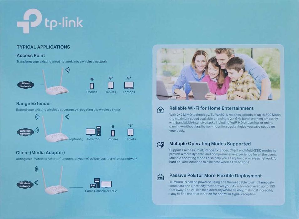 Access Point TP-Link TL-WA801N N300 com PoE Passivo - Como Novo