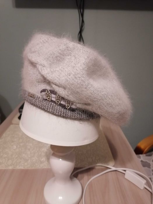 Beret damski siwy