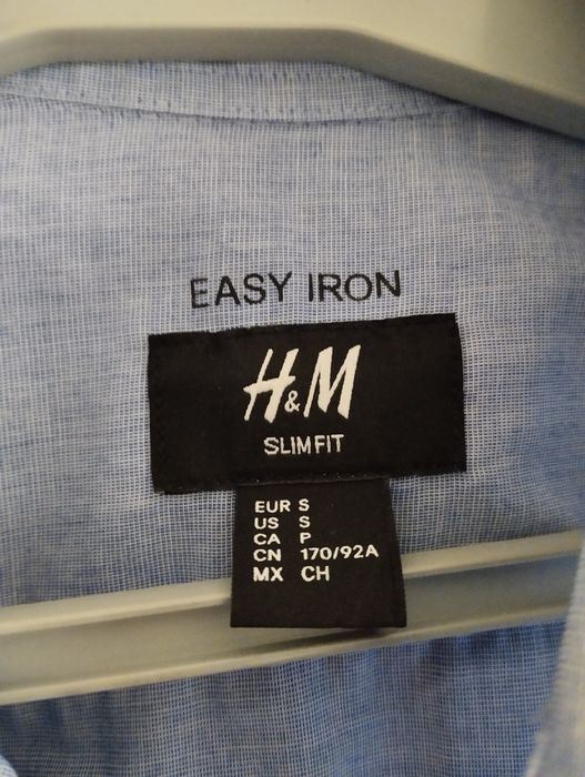Koszula męska slim fit jasnoniebieska S taliowana elegancka H&M