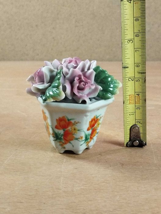 Vaso Floreira / Cesto de Flores Cerâmica Vintage