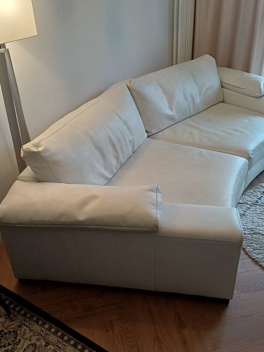 Kremowa kanapa kler skórzana ecru