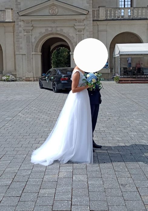 Suknia ślubna boho koronka dla wysokich Pań