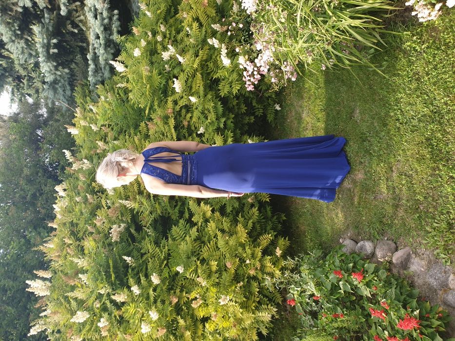 Sukienka maxi niebieska świadkowa poprawiny