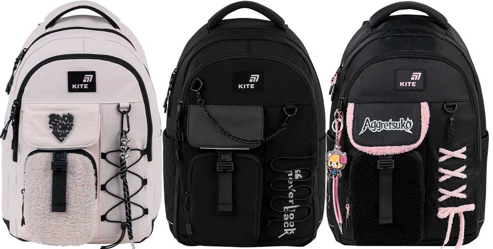 Рюкзак Kite Education teens Tenderly Dark Matte Aggretsuko