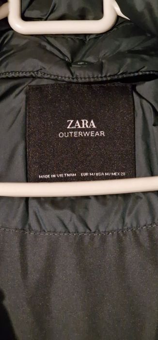 Kurtka parka puchowa puch pierz Zara zielony khaki zima