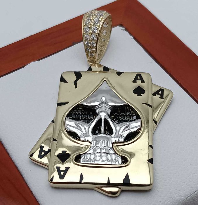 Złota Zawieszka Karty Karta As Pik Czaszka 6,48G P585 14K 3,5CM
