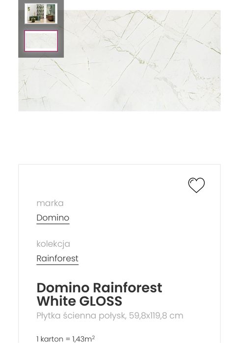 Płytka ścienna Domino Rainforest White GLOSS