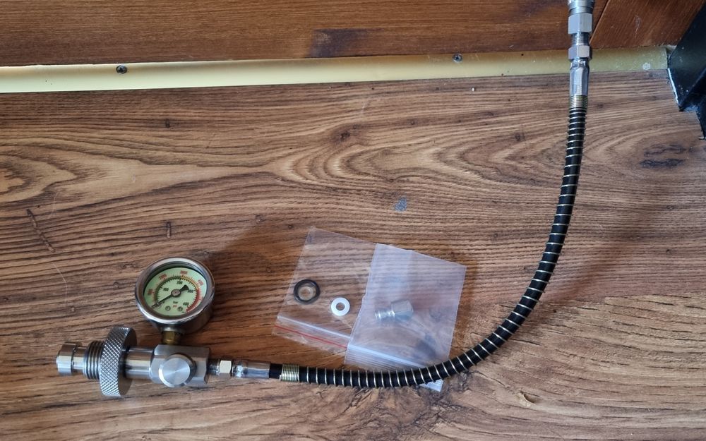 Przetoczka PCP przejściówka z wężykiem 300 400 bar powietrze + gratis