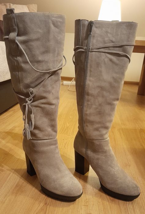 Kozaki zamsz szare rozm 39