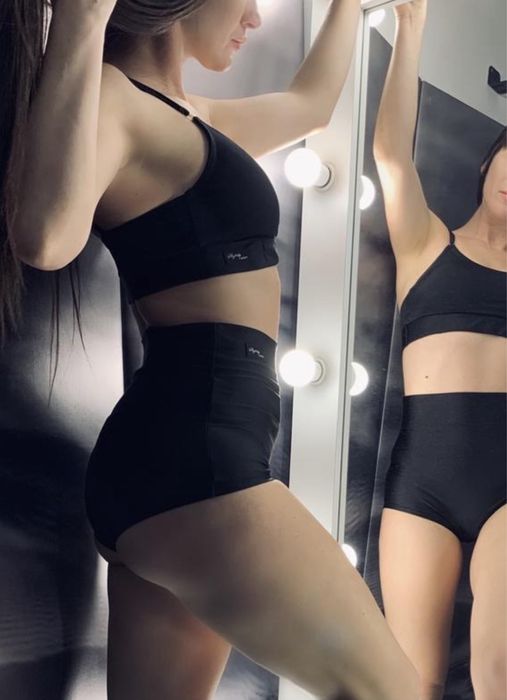 Шорты черные высокая посадка, высокие шорты для танцев спорта