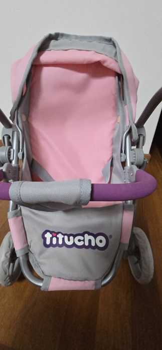 Carrinho de Bonecas Duplo / Gémeos "Titucho" (Rosa e Cinzento)