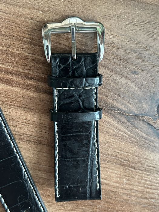 Nowy skórzany pasek do zegraka Mont Blanc Alligator czarny lakierowany