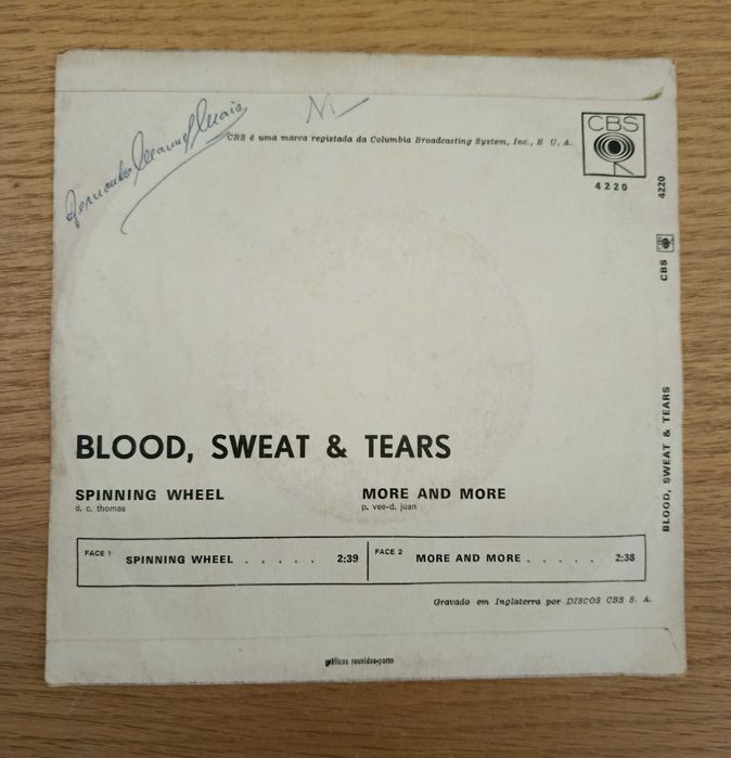 Disco vinil, single - Blood Sweat & Tears - Spinning wheel