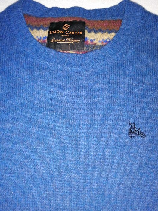 SIMON CARTER London Sweter Męski M Oryginalny Wełna Jagnięca