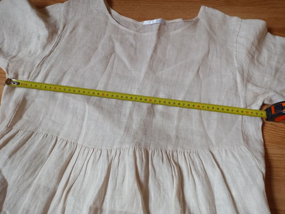 Lniana sukienka midi na lato Oversize