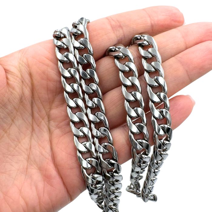 Bardzo Gruby Łańcuch Srebrny Pancerka 60cm / 9,5mm - Stal chirurgiczna