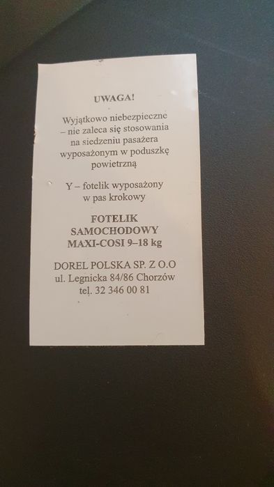 Sprzedam fotelik Maxi Cosi 9-18 kg