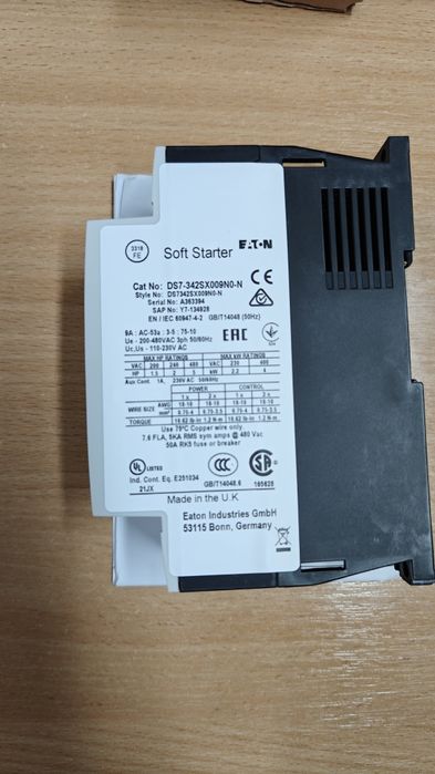 Пристрій плавного пуску DS7-342SX009N0-N 4кВт EATON 9A •плавный пуск