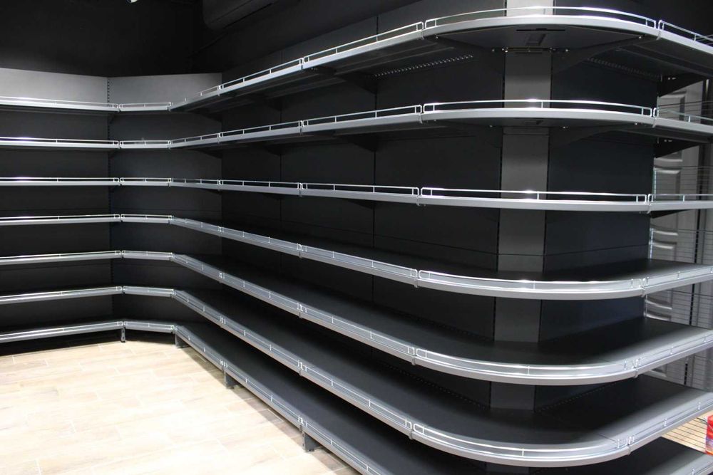 Торгові стелажі в магазин. Полки. Торгове та касове обладнання. Регали