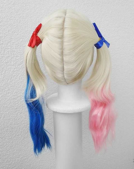 Suicide squad blond peruka z dwoma kitkami wig cosplay Harley Quinn