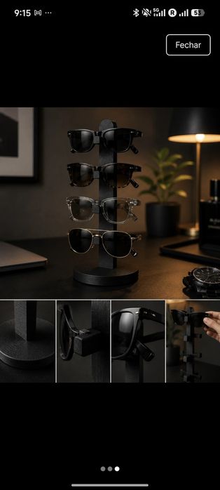 Suporte Premium para Óculos | Organizador Moderno para 4 Óculos | Decoração Elegante